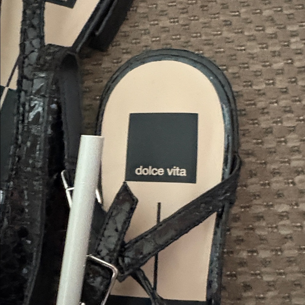 women’s Dolce Vita Black Snake Embossed Slingback Flats Palma Sz 9.5 New - Picture 10 of 11